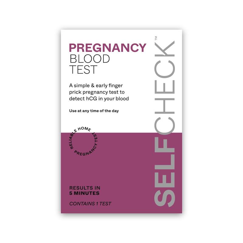 SELFCHECK Pregnancy Blood Test Box on a white background