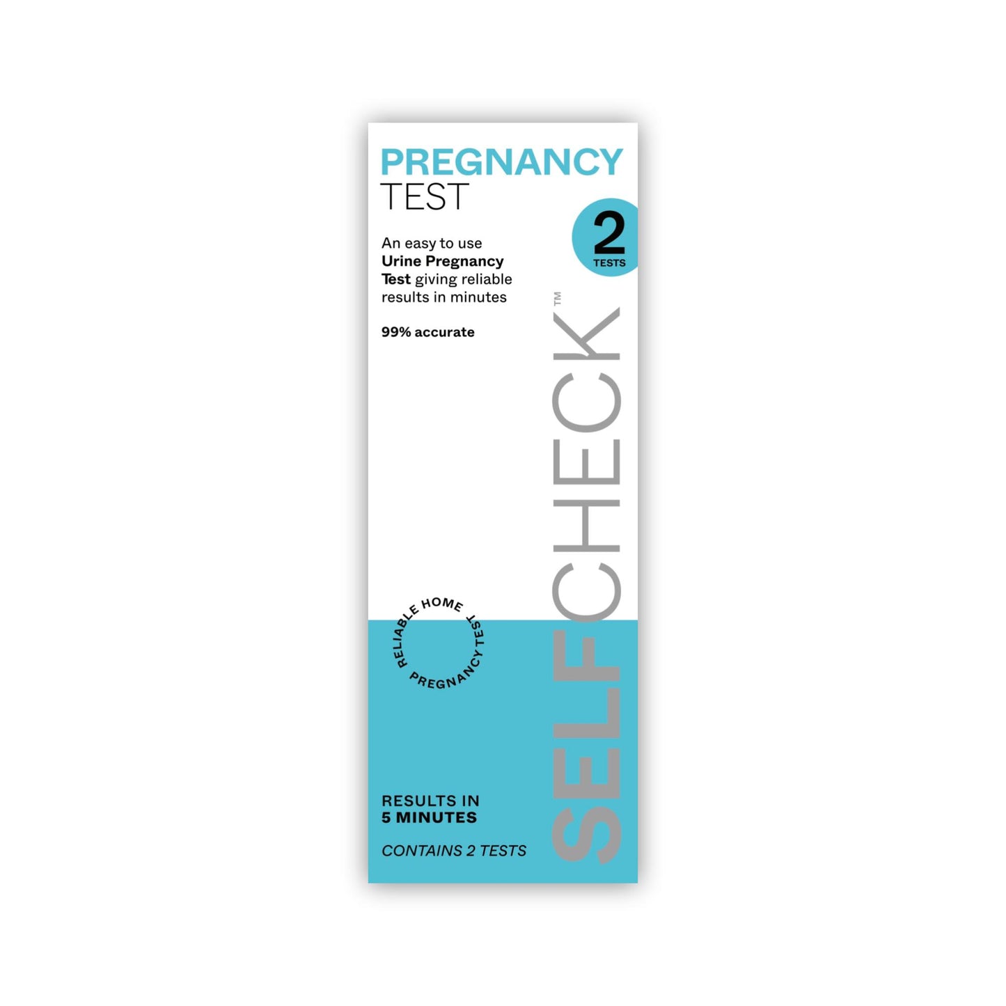 SELFCHECK Pregnancy Test Kit on a white background