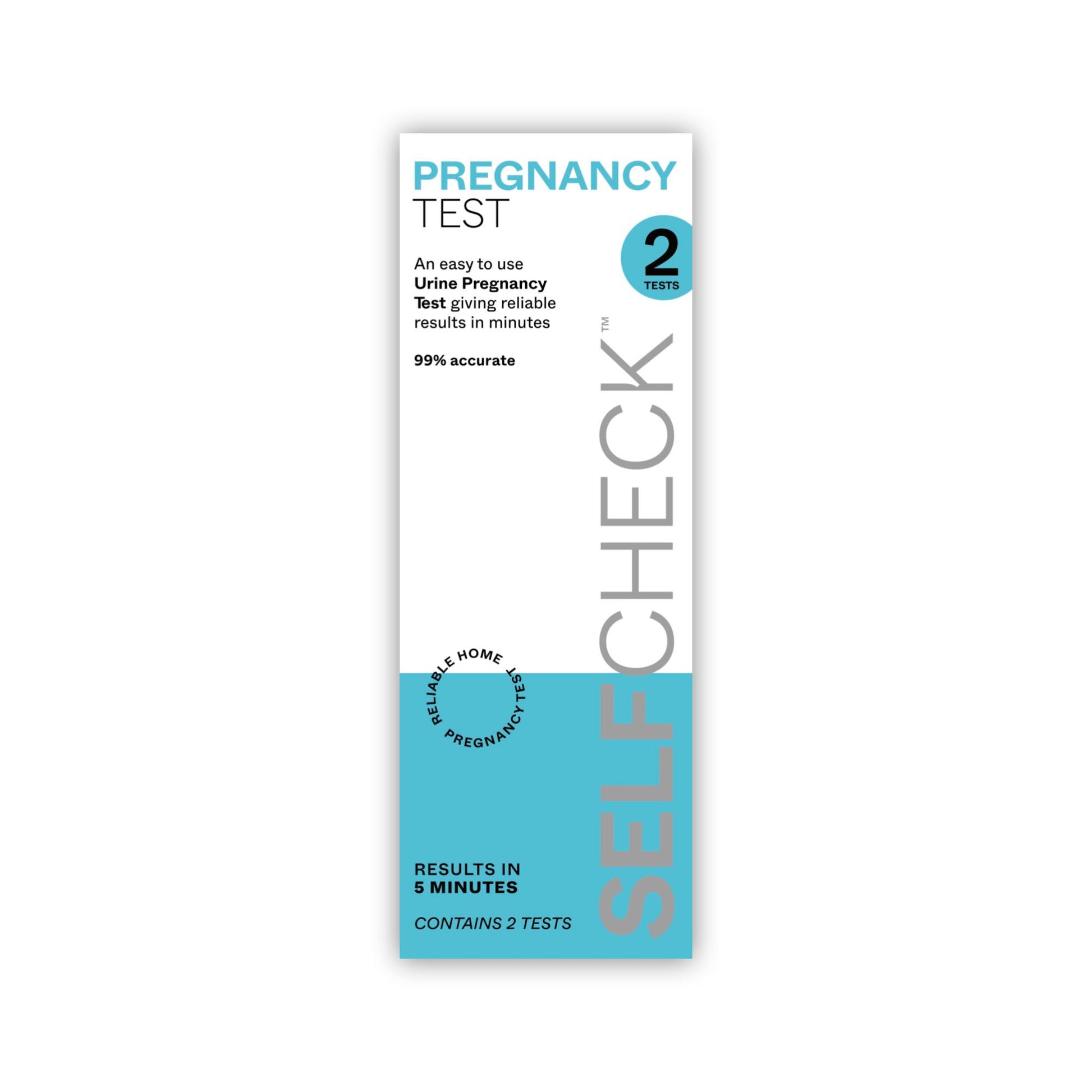 SELFCHECK Pregnancy Test Kit on a white background